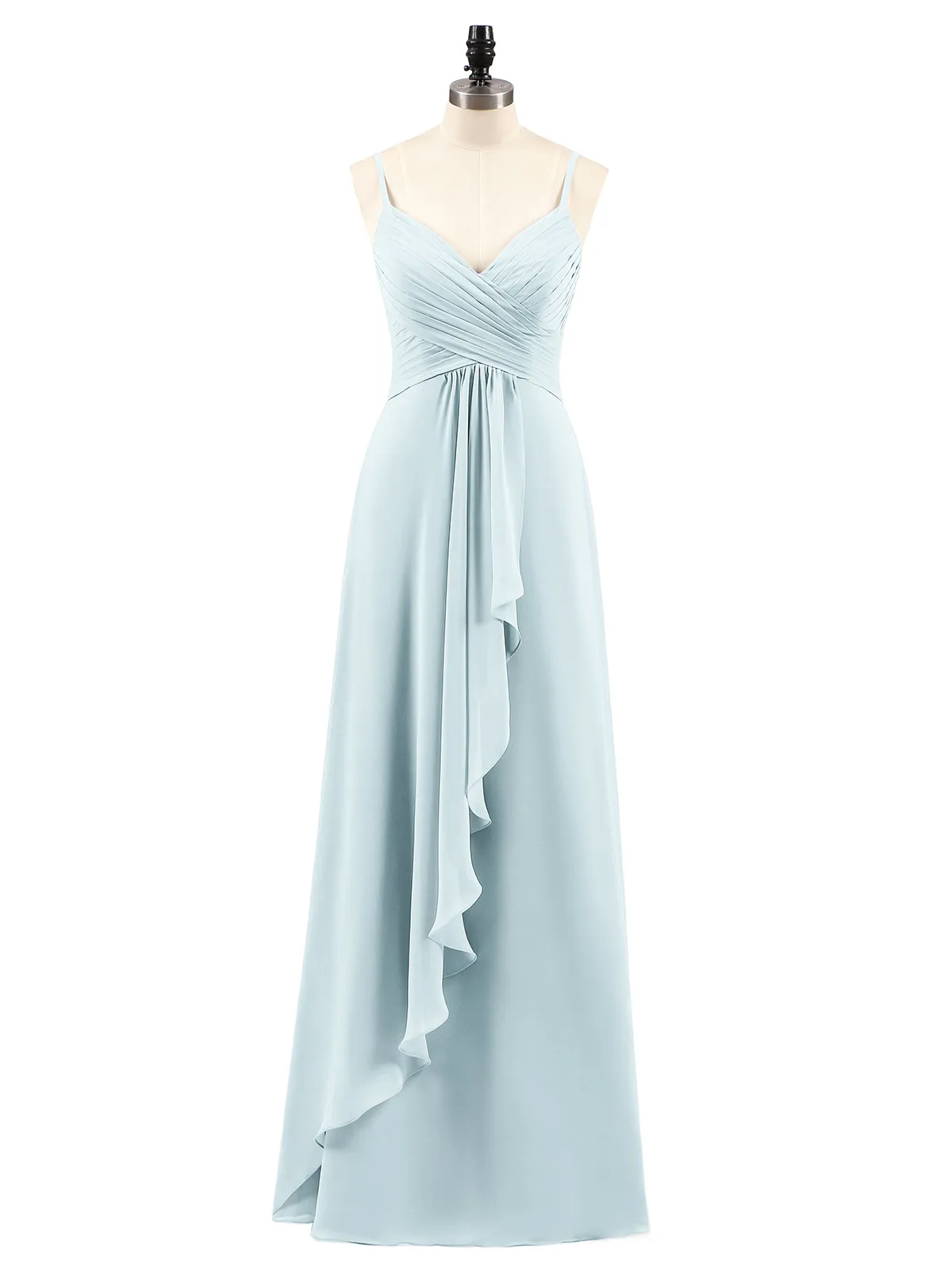 Chiffon Bridesmaid Dresses with Cascade Skirt-Mist Plus Size