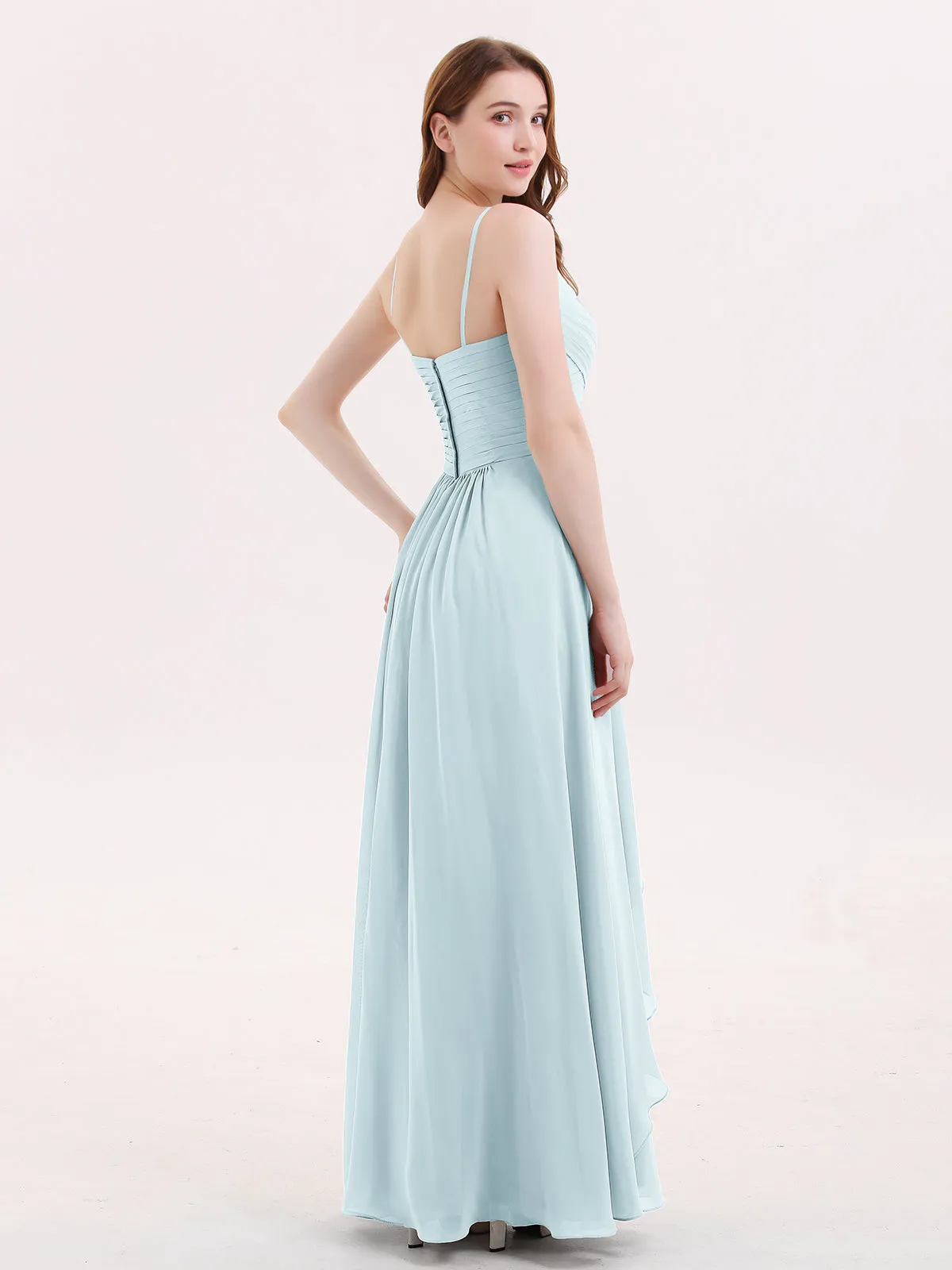 Chiffon Bridesmaid Dresses with Cascade Skirt-Mist Plus Size