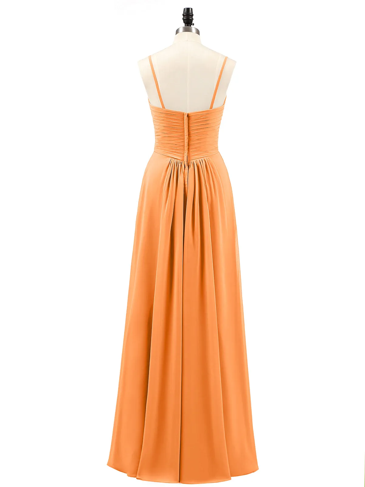 Chiffon Bridesmaid Dresses with Cascade Skirt-Orange Plus Size