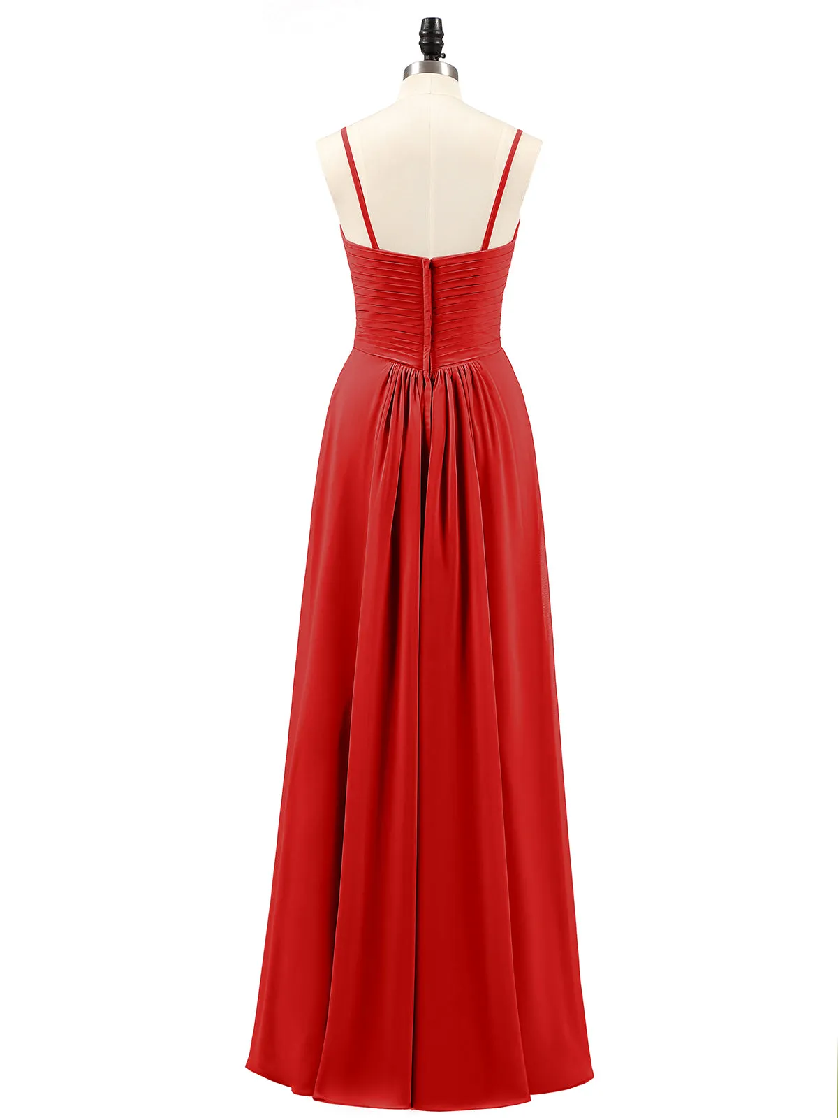 Chiffon Bridesmaid Dresses with Cascade Skirt-Red Plus Size