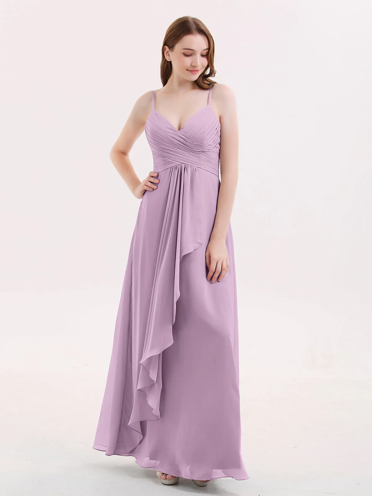 Chiffon Bridesmaid Dresses with Cascade Skirt-Wisteria Plus Size