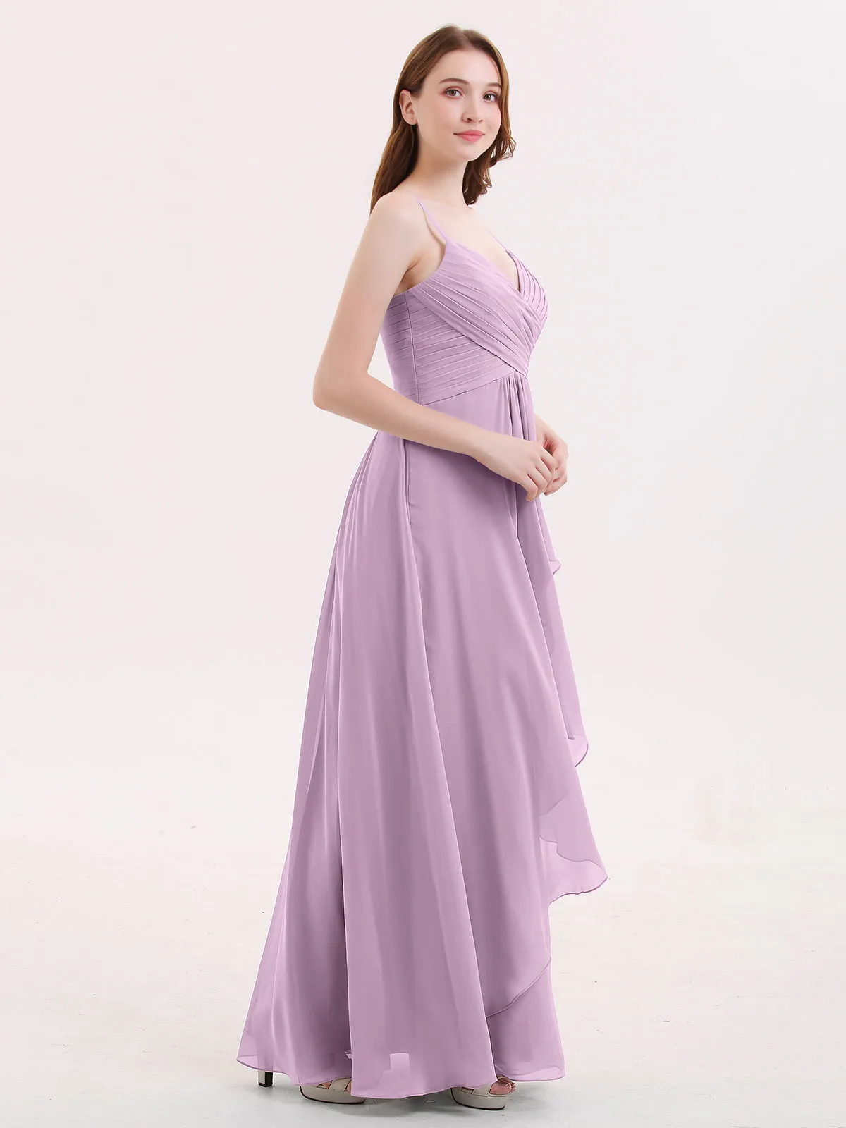 Chiffon Bridesmaid Dresses with Cascade Skirt-Wisteria Plus Size