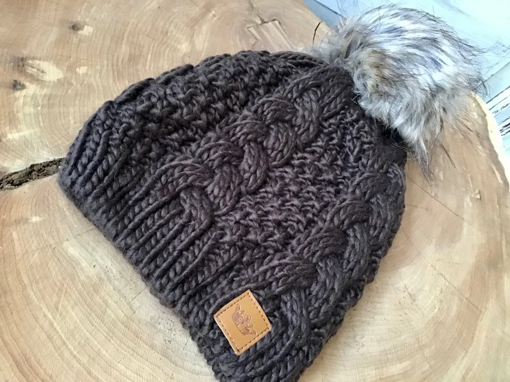 Chocolate Cable Knit Winter hat