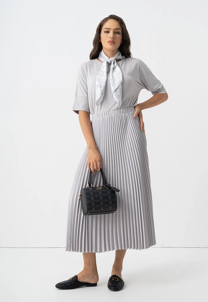 Choice High Waist Pleated Skirt Grey