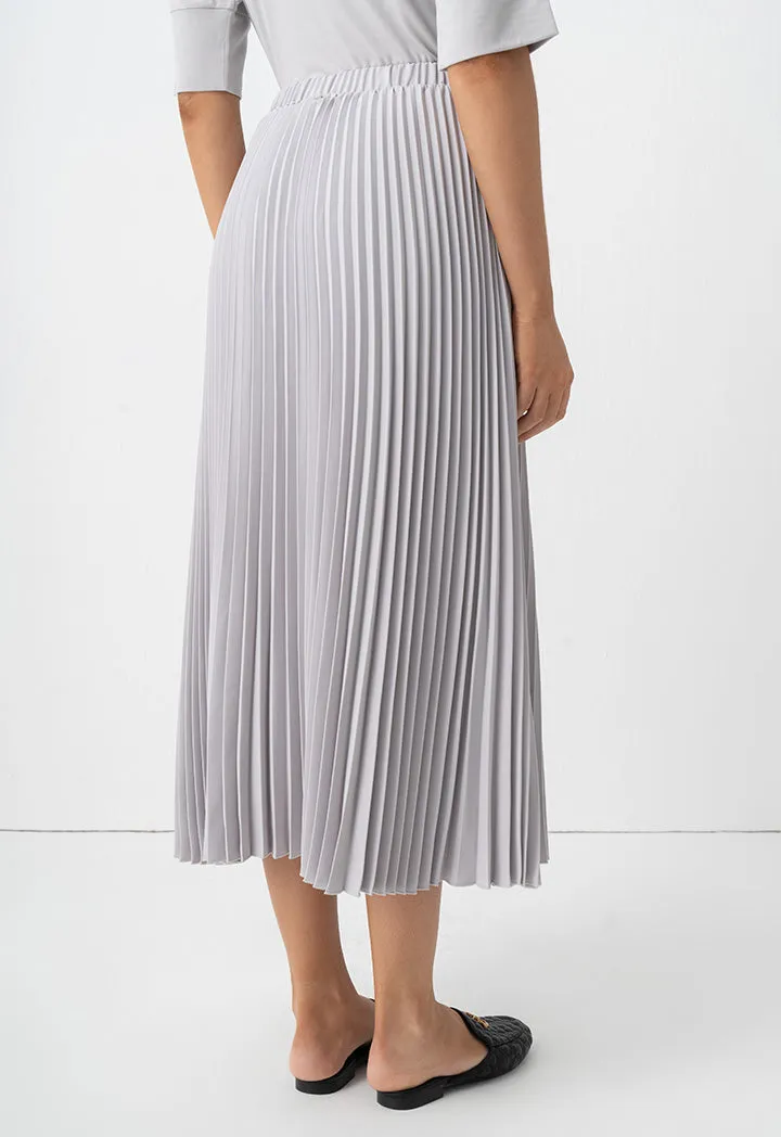 Choice High Waist Pleated Skirt Grey