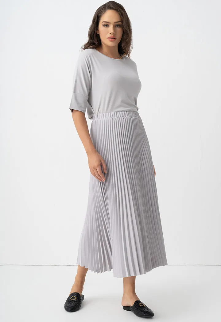 Choice High Waist Pleated Skirt Grey