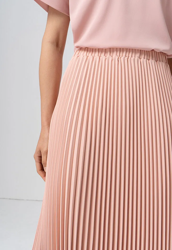 Choice Single Tone Pleated Accordion Skirt Blush