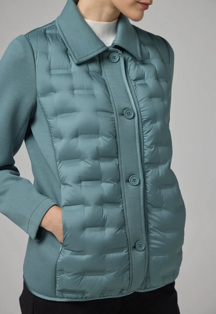 Choice Solid Long Sleeve Quilted Jacket Green