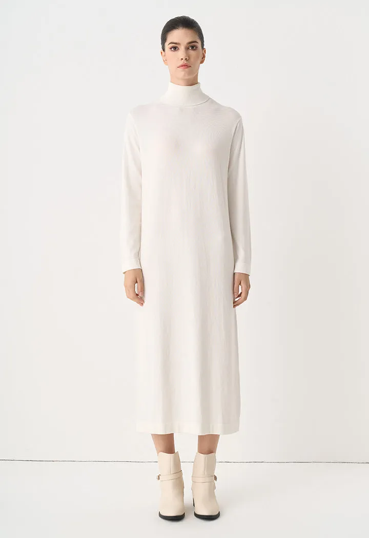 Choice Turtleneck Basic Maxi Dress Off White