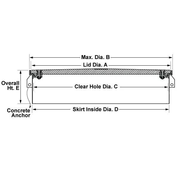 Composite Manhole Cover, Round, 39.5, Bolt Down, Lid Only