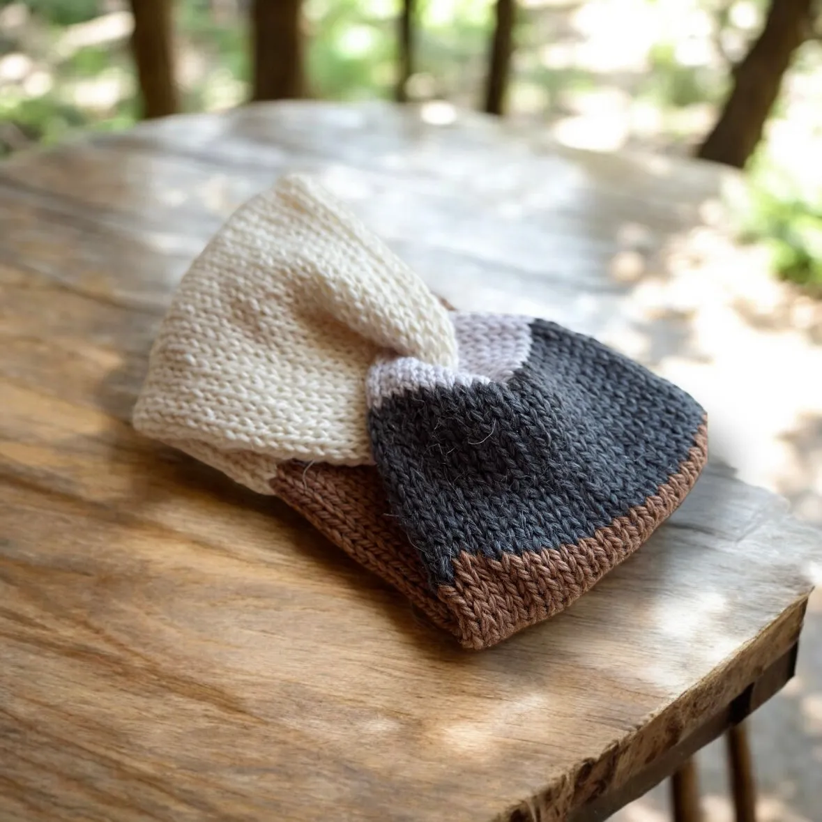 Cream brown grey Knit headband | winter ear warmer | colourful turban | twisted head band | wool knit cozy messy bun beanie | casual autumn wear