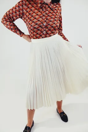 Cream Pleated Skirt