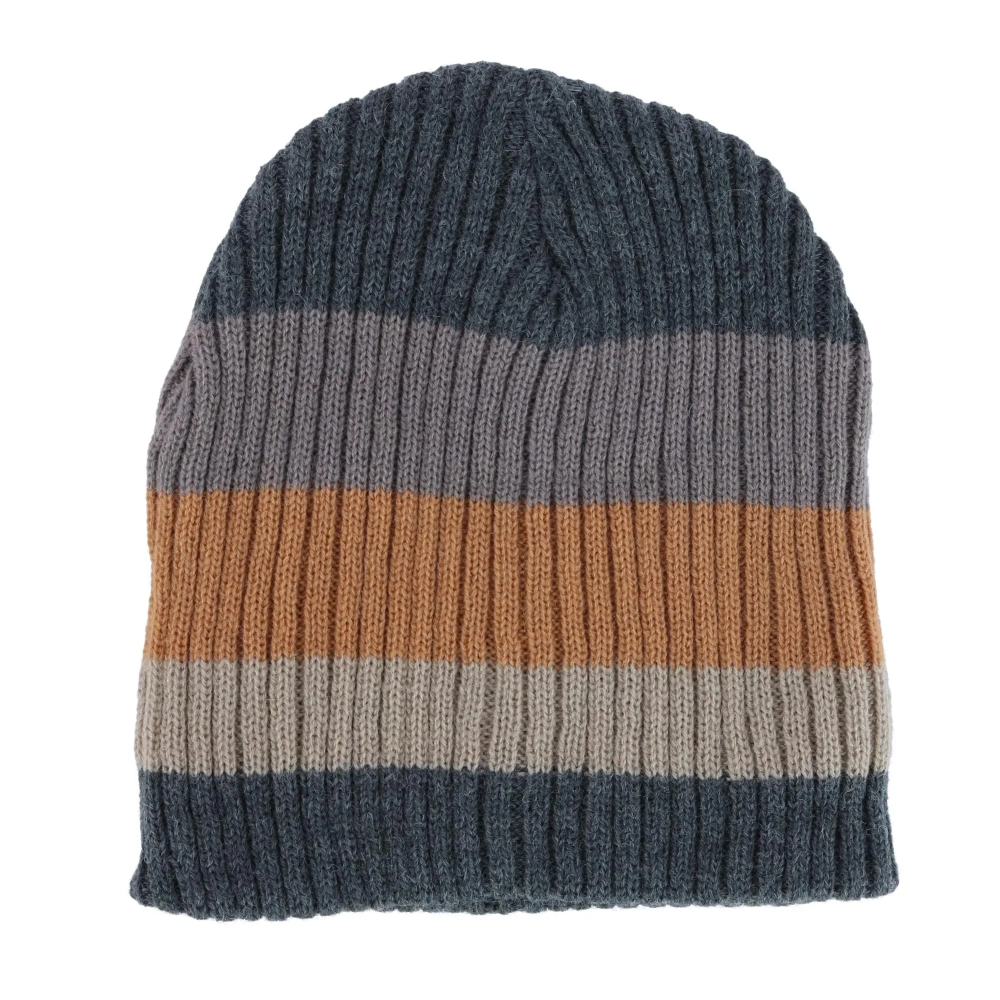 CTM® Men's Heavy Knit Wool Blend Striped Winter Beanie Hat