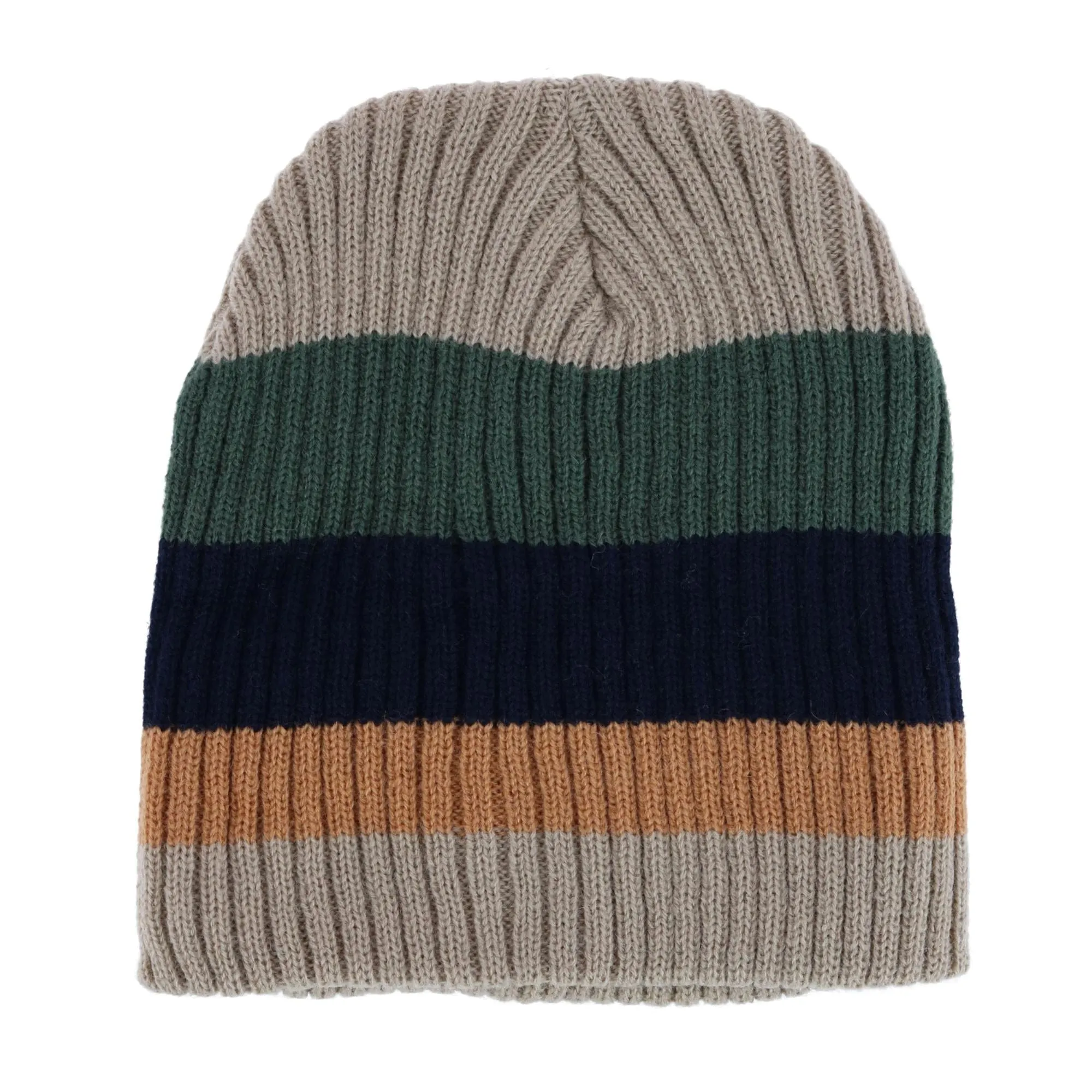 CTM® Men's Heavy Knit Wool Blend Striped Winter Beanie Hat