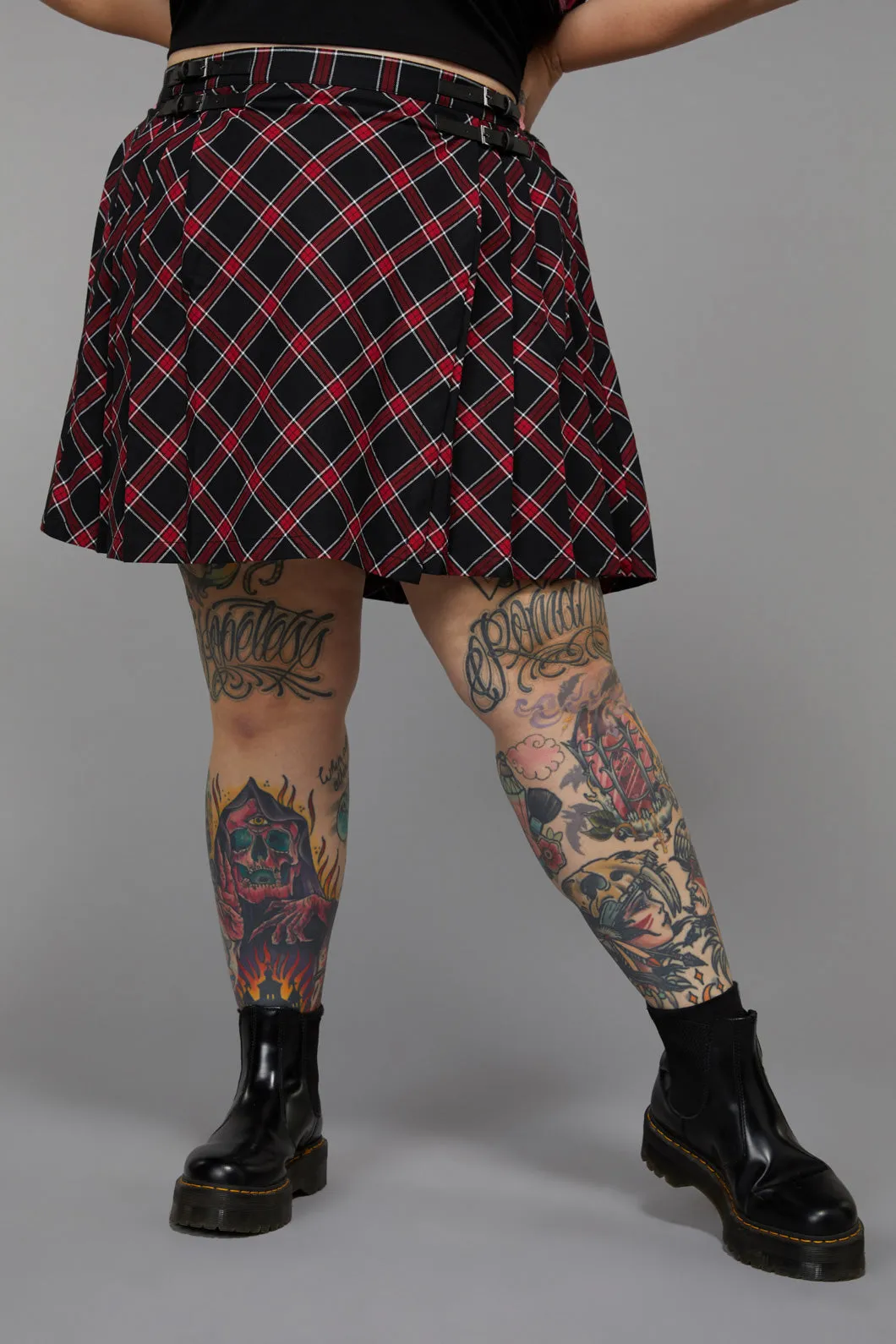 Curve Batty Goth Tartan Skirt