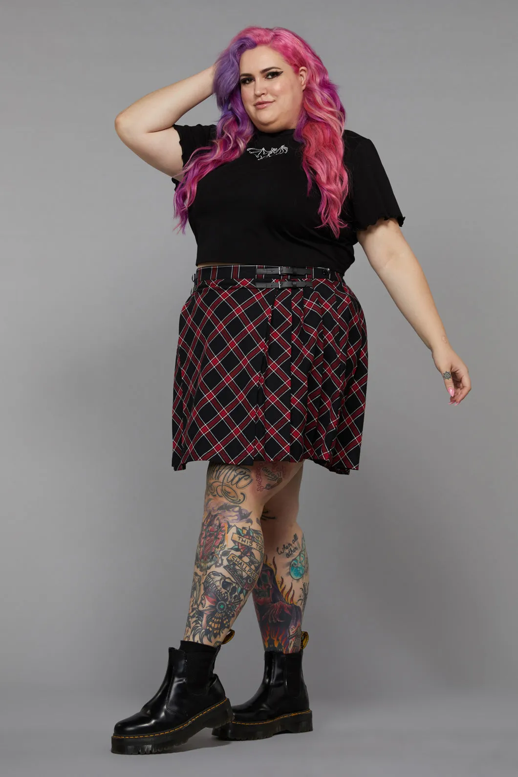 Curve Batty Goth Tartan Skirt