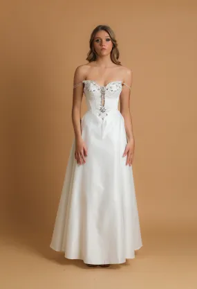 cut out neckline detail wedding dress