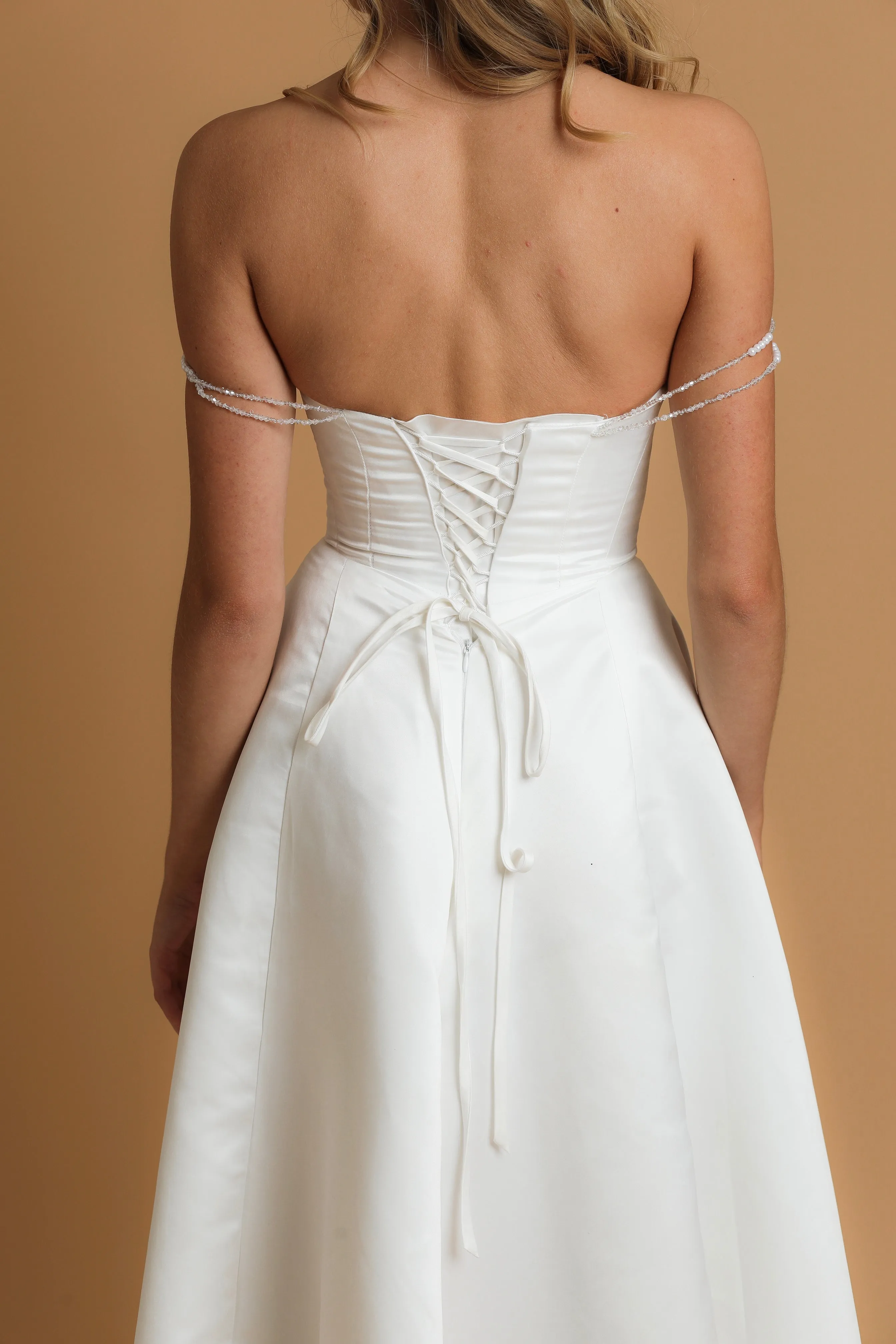 cut out neckline detail wedding dress