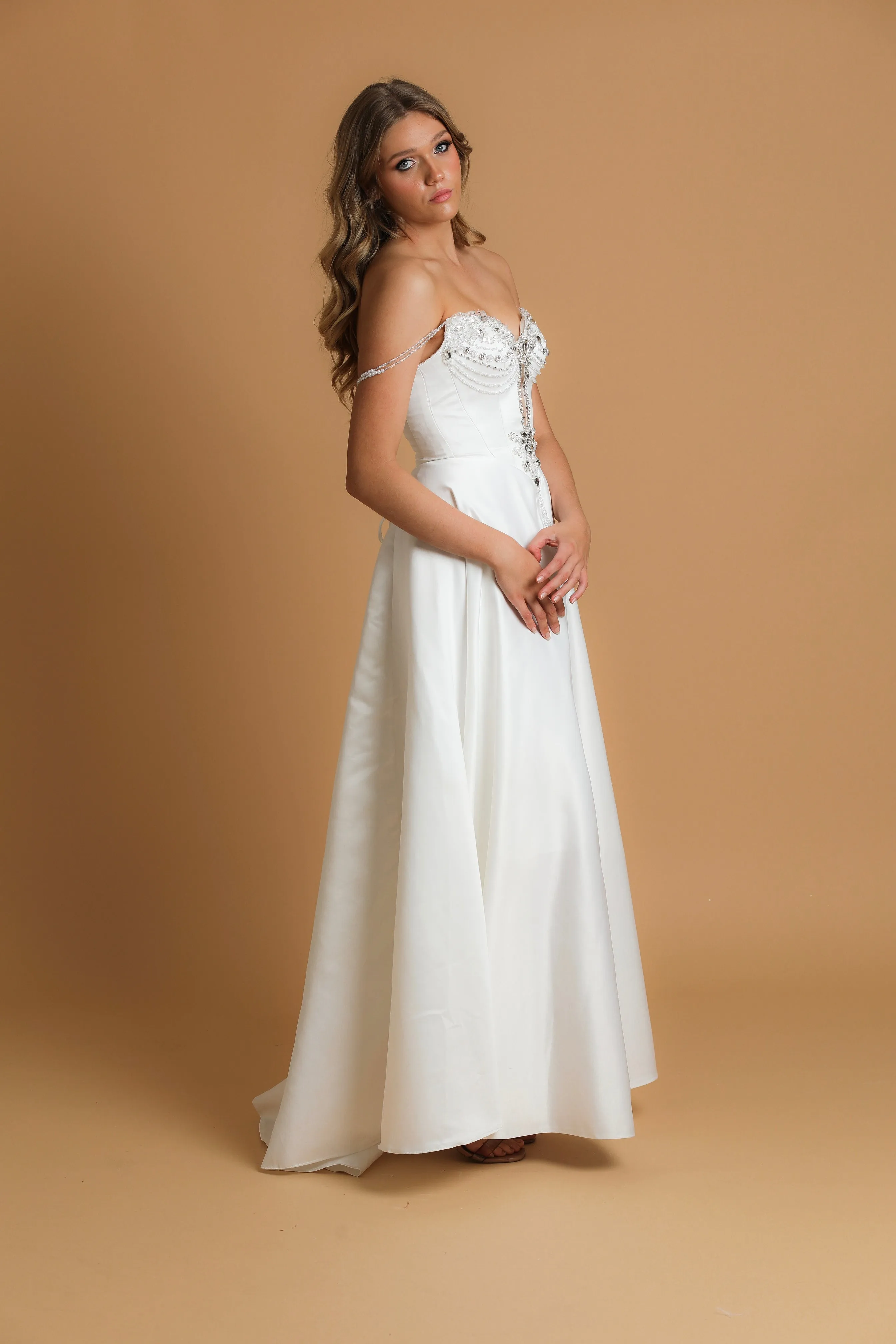 cut out neckline detail wedding dress