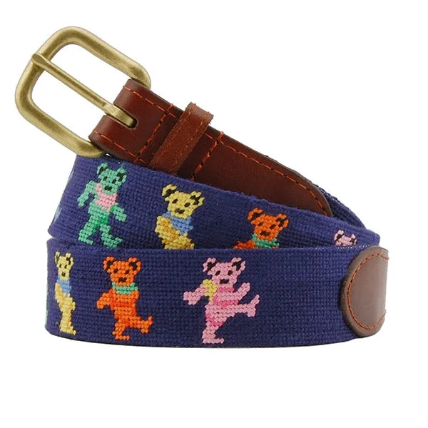 Dancing Bears (Dk Navy) Needlepoint Belt