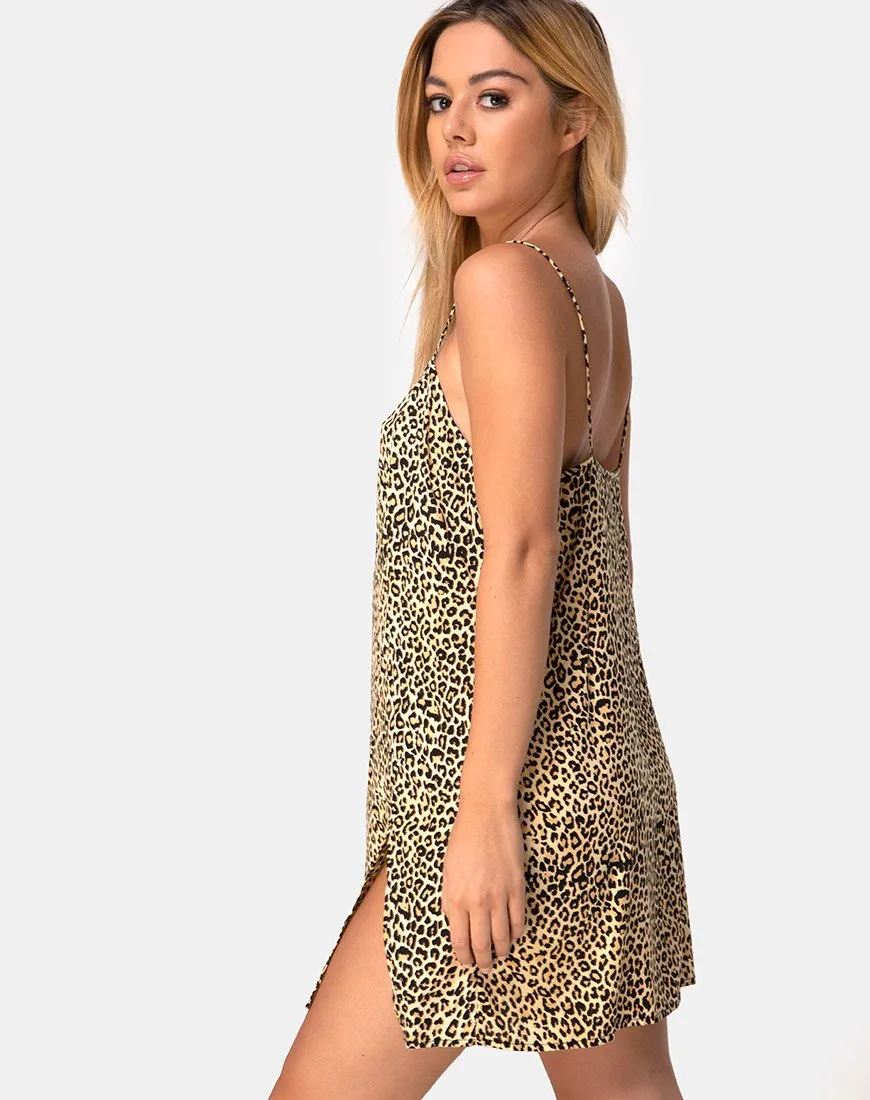 Datista Slip Dress in Rar Leopard Brown