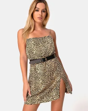 Datista Slip Dress in Rar Leopard Brown