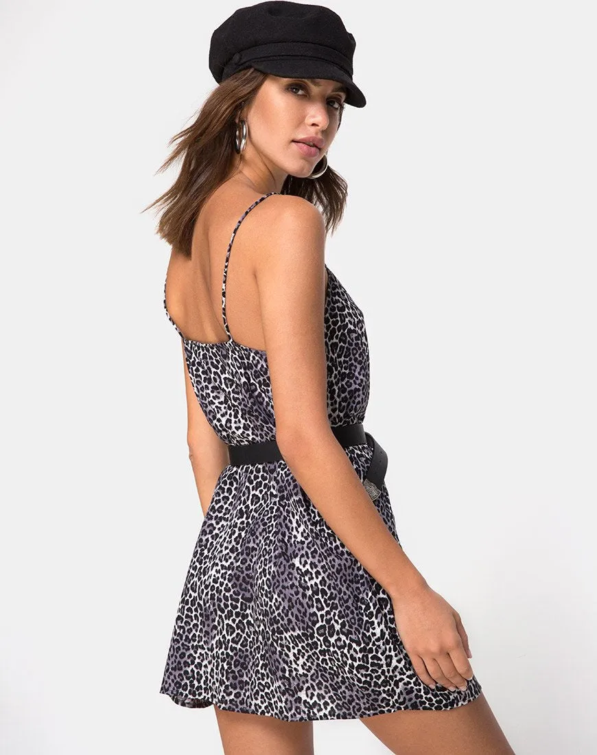 Datista Slip Dress in Rar Leopard Grey