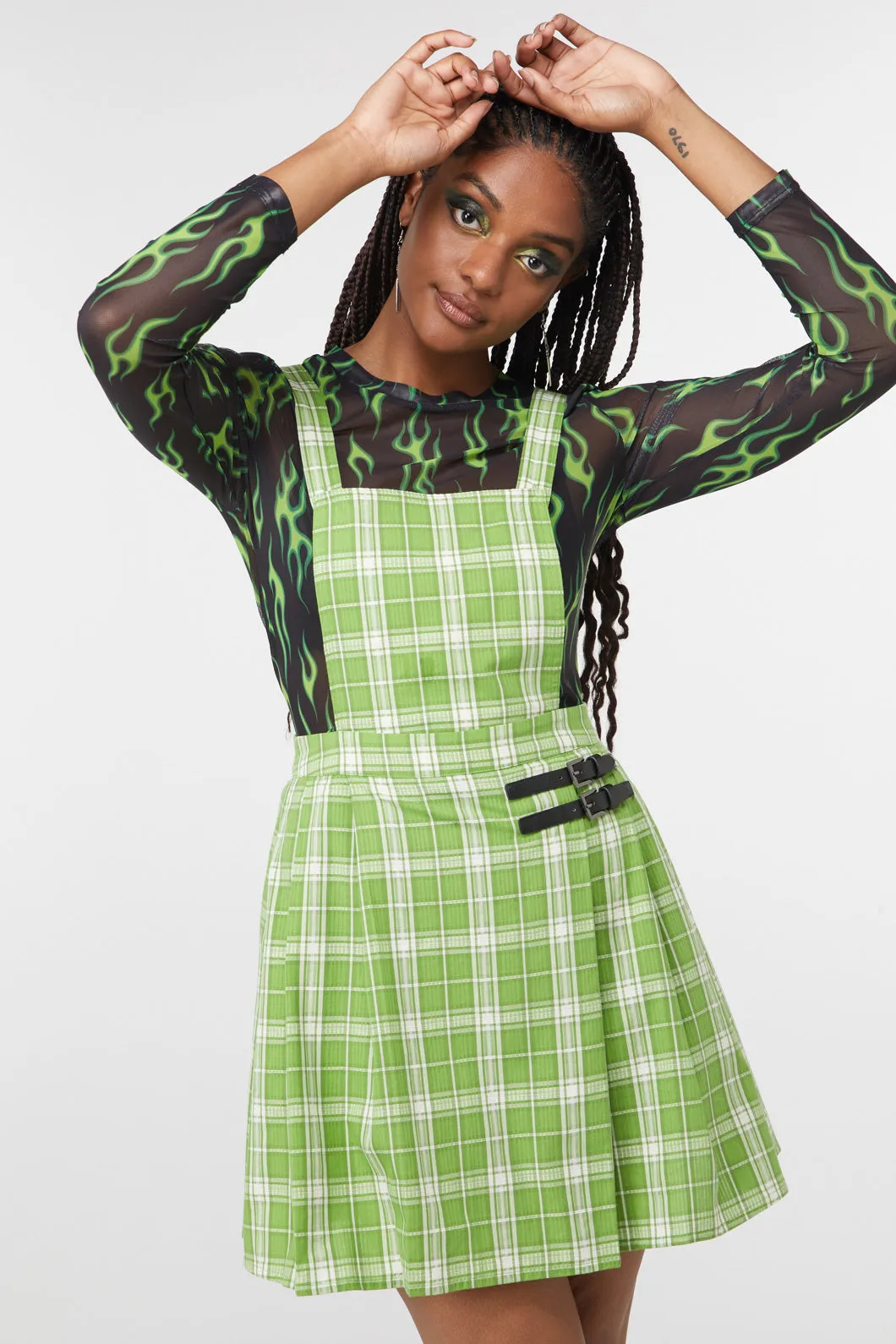 Dazed Tartan Pleat Pinny