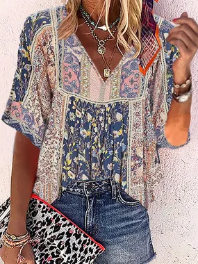 Dunnmall Plus size Boho Casual Shirts & Tops