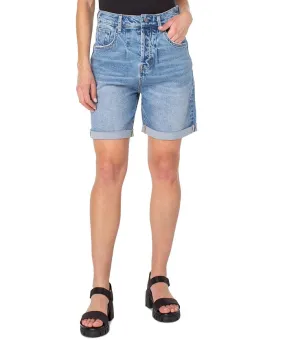 Earnest Sewn Women's Cuffed Pleated Denim Shorts Blue