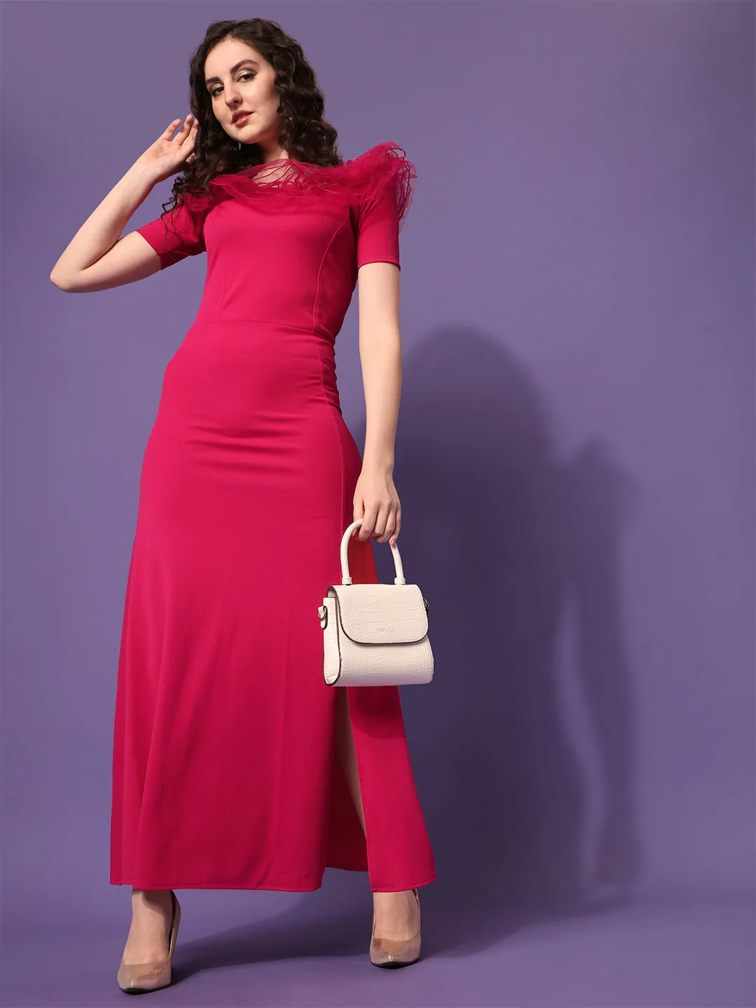 Elegant Boat Neck Maxi Dress