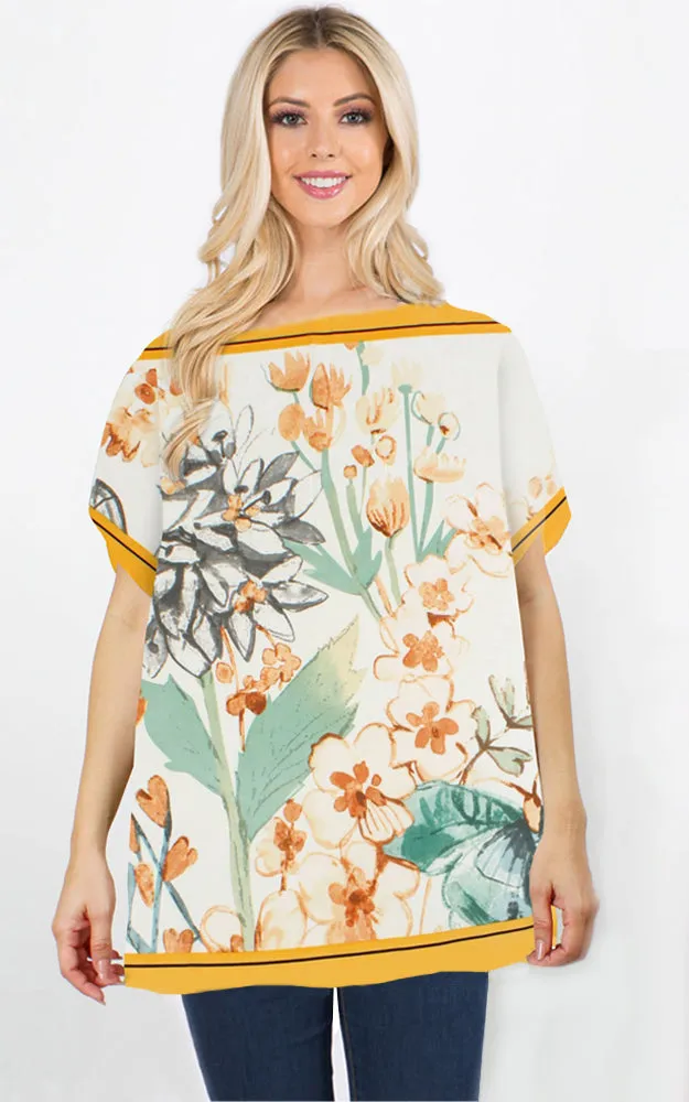 EPC10274 Flower Print Satin Poncho/Cover Ups