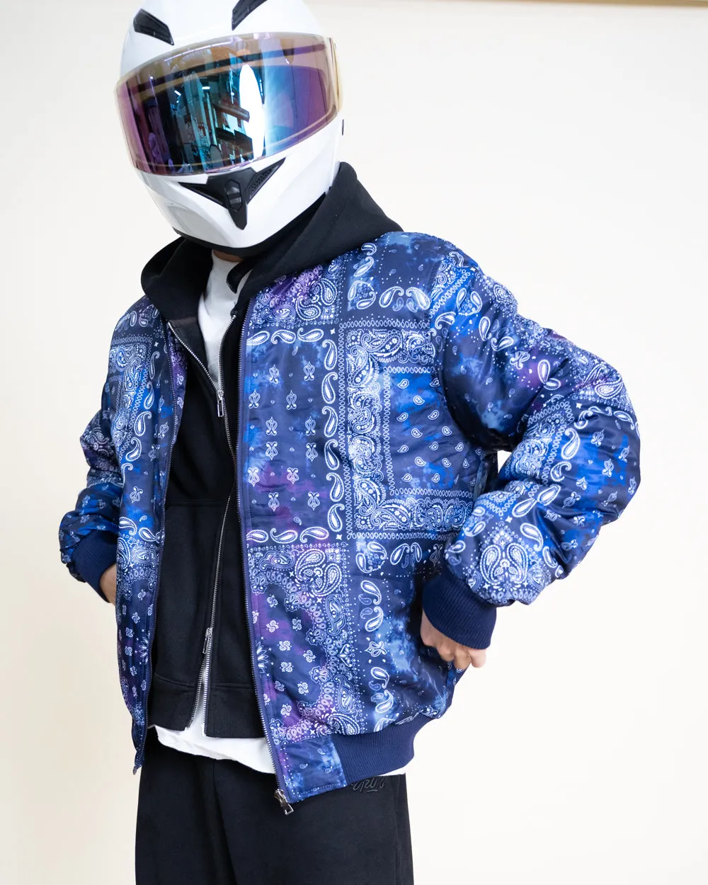 EPTM TIE DYE BANDANA BOMBER JACKET-NAVY