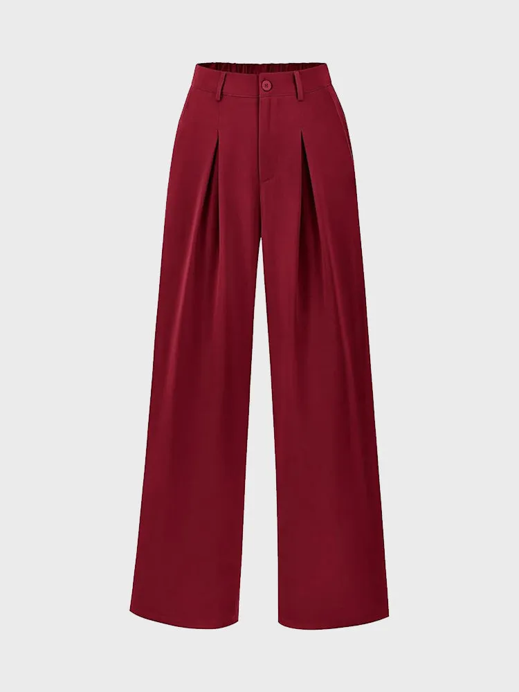 Euro Chic Wide-Leg Suit Pants