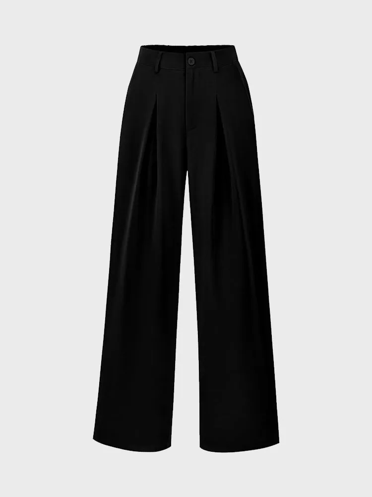 Euro Chic Wide-Leg Suit Pants