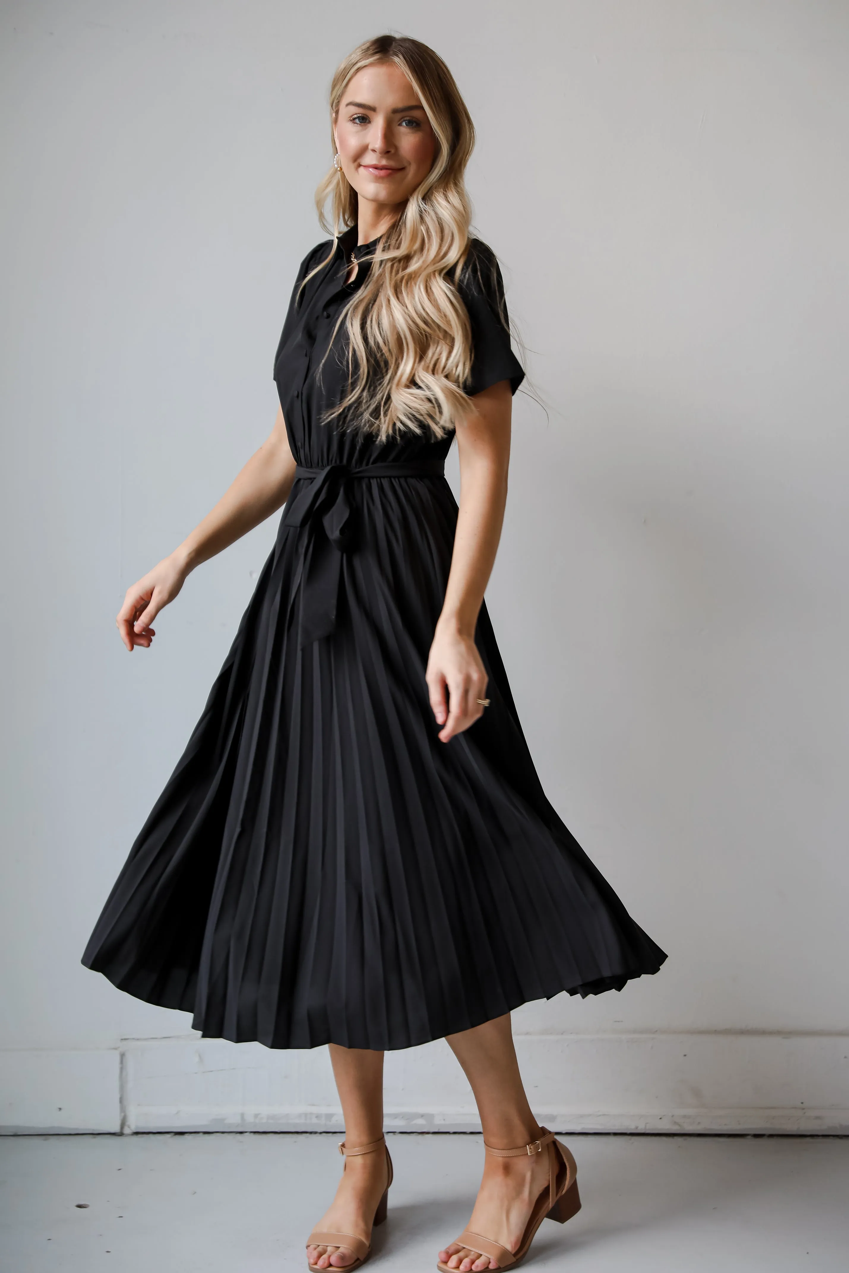 FINAL SALE - Desirable Date Pleated Midi Dress