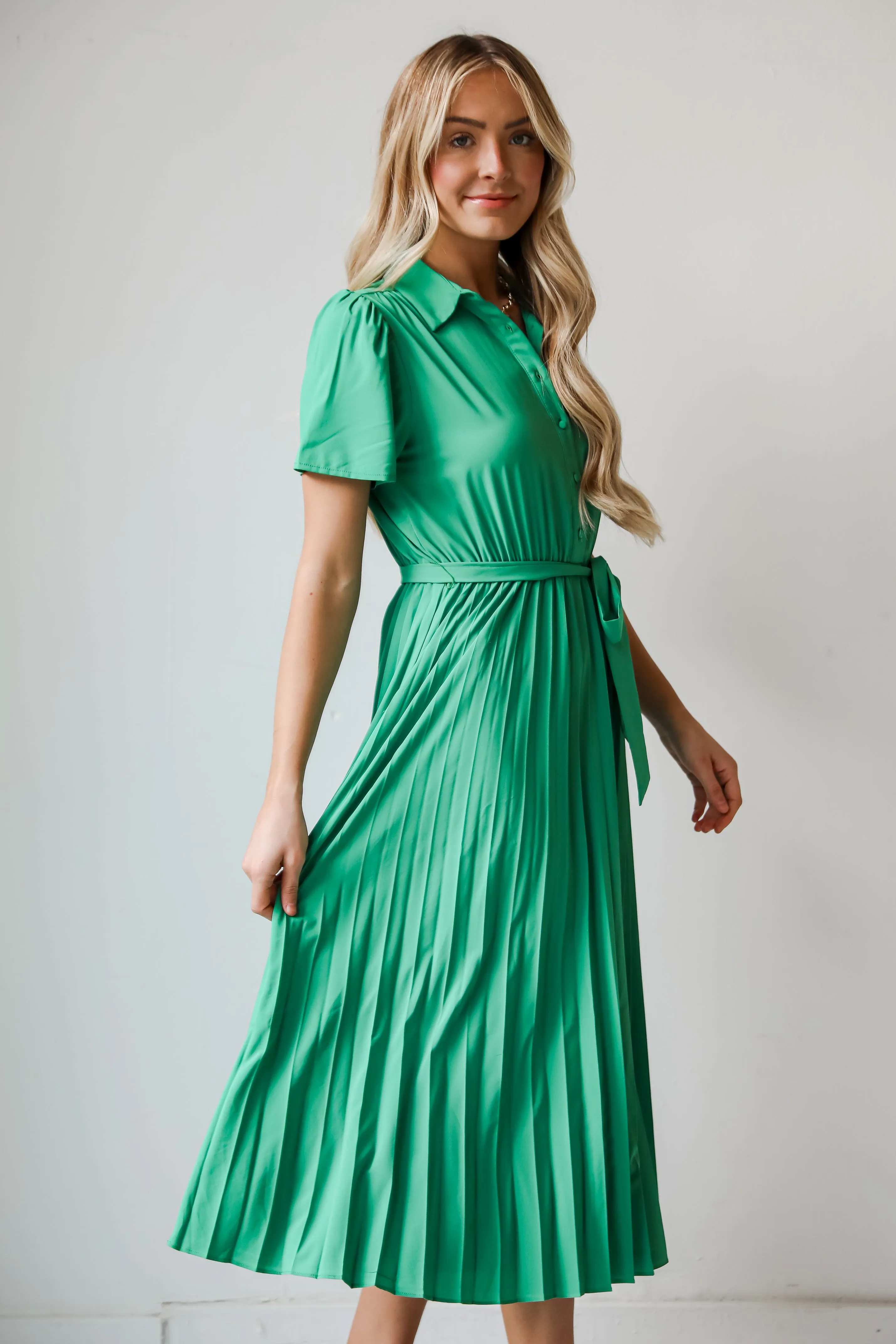 FINAL SALE - Desirable Date Pleated Midi Dress