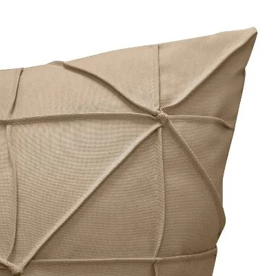 Fishnet Pleat Indoor/Outdoor Throw Pillow Khaki - Edie@Home