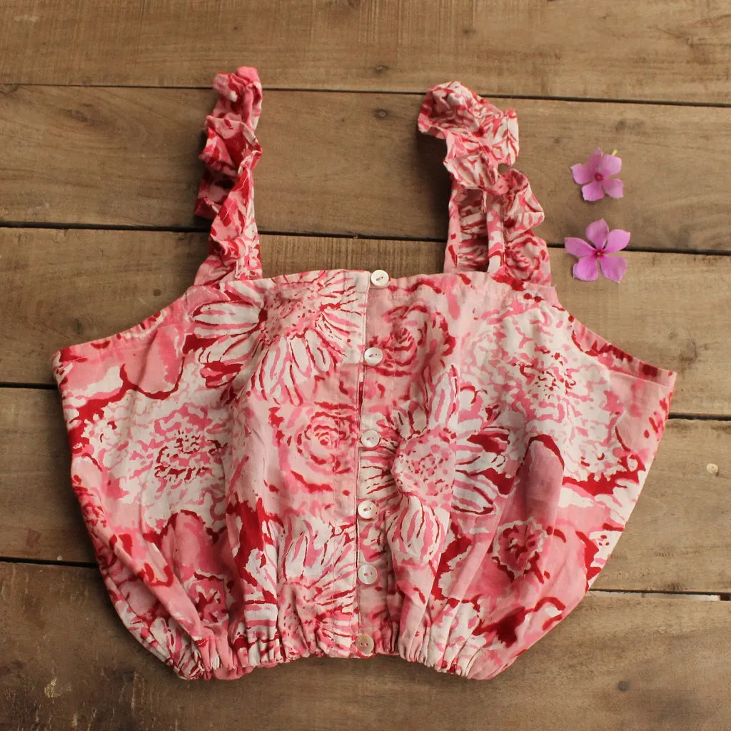 Floral pink crop top