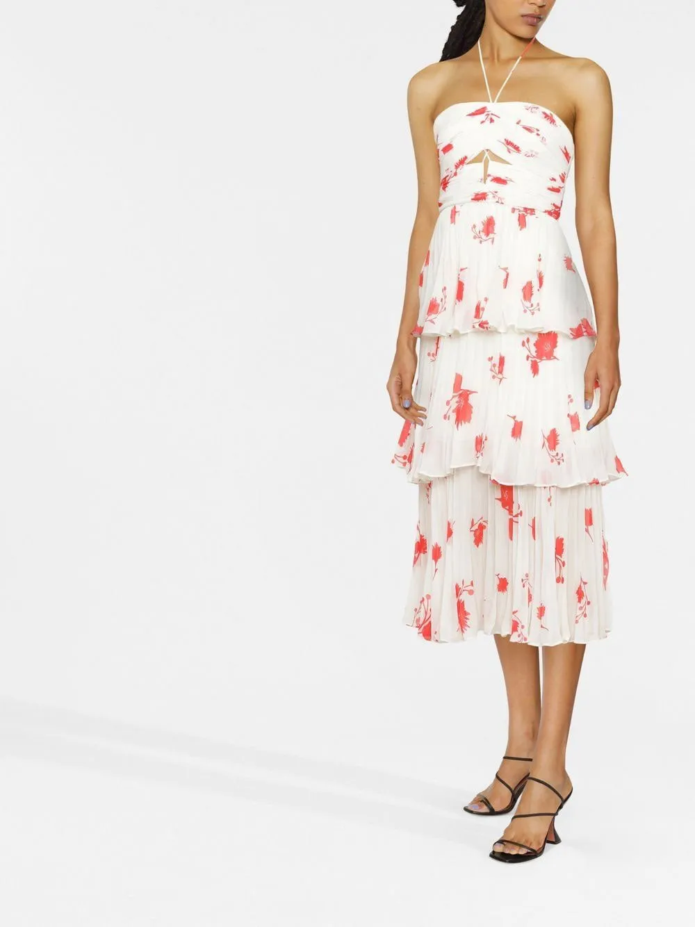 Floral print pleated midi dress