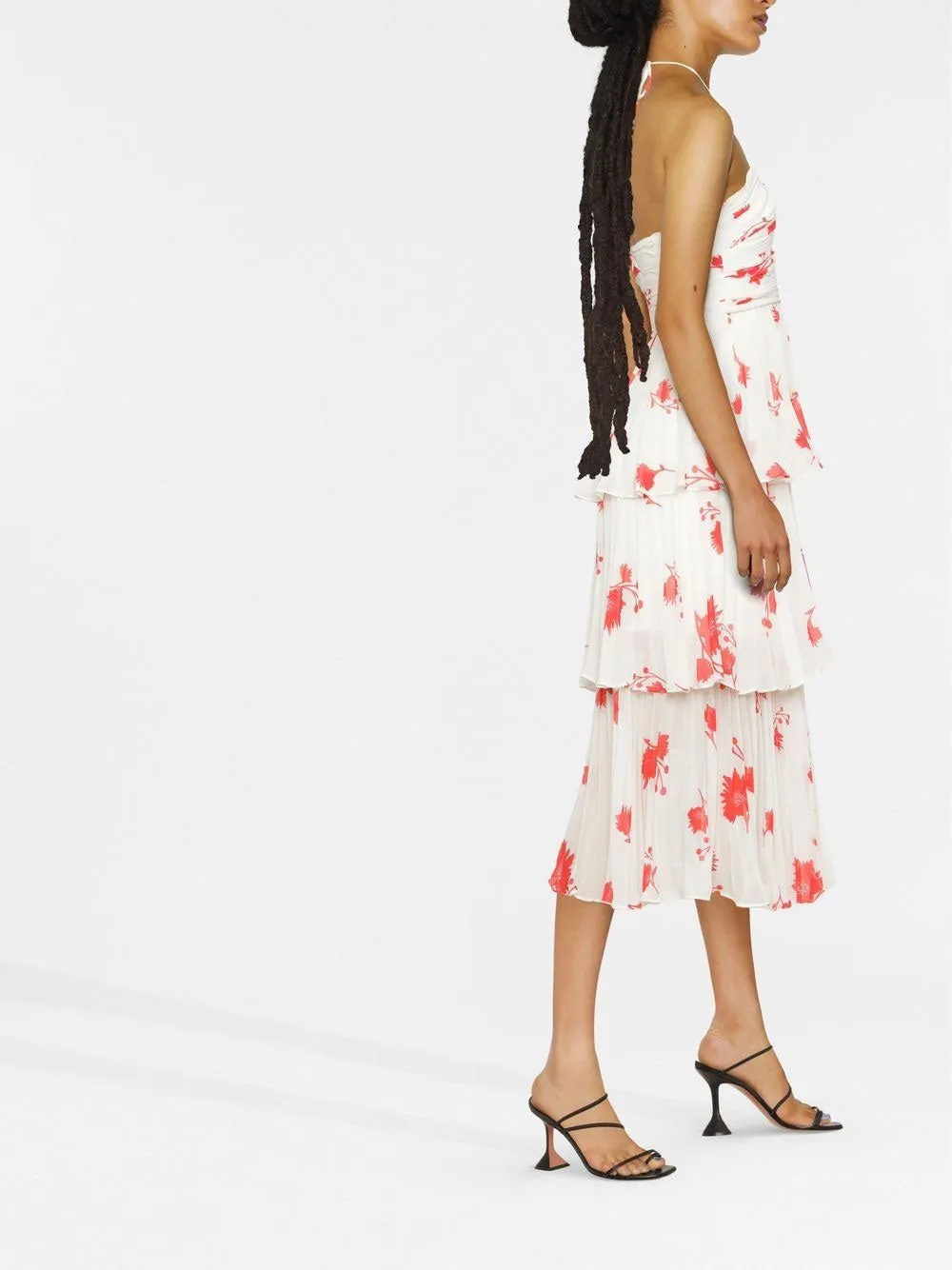 Floral print pleated midi dress