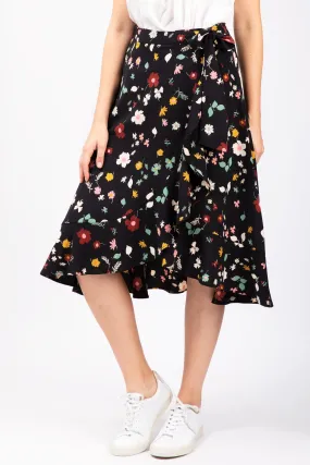 Floral Print Tie Waist Skirt