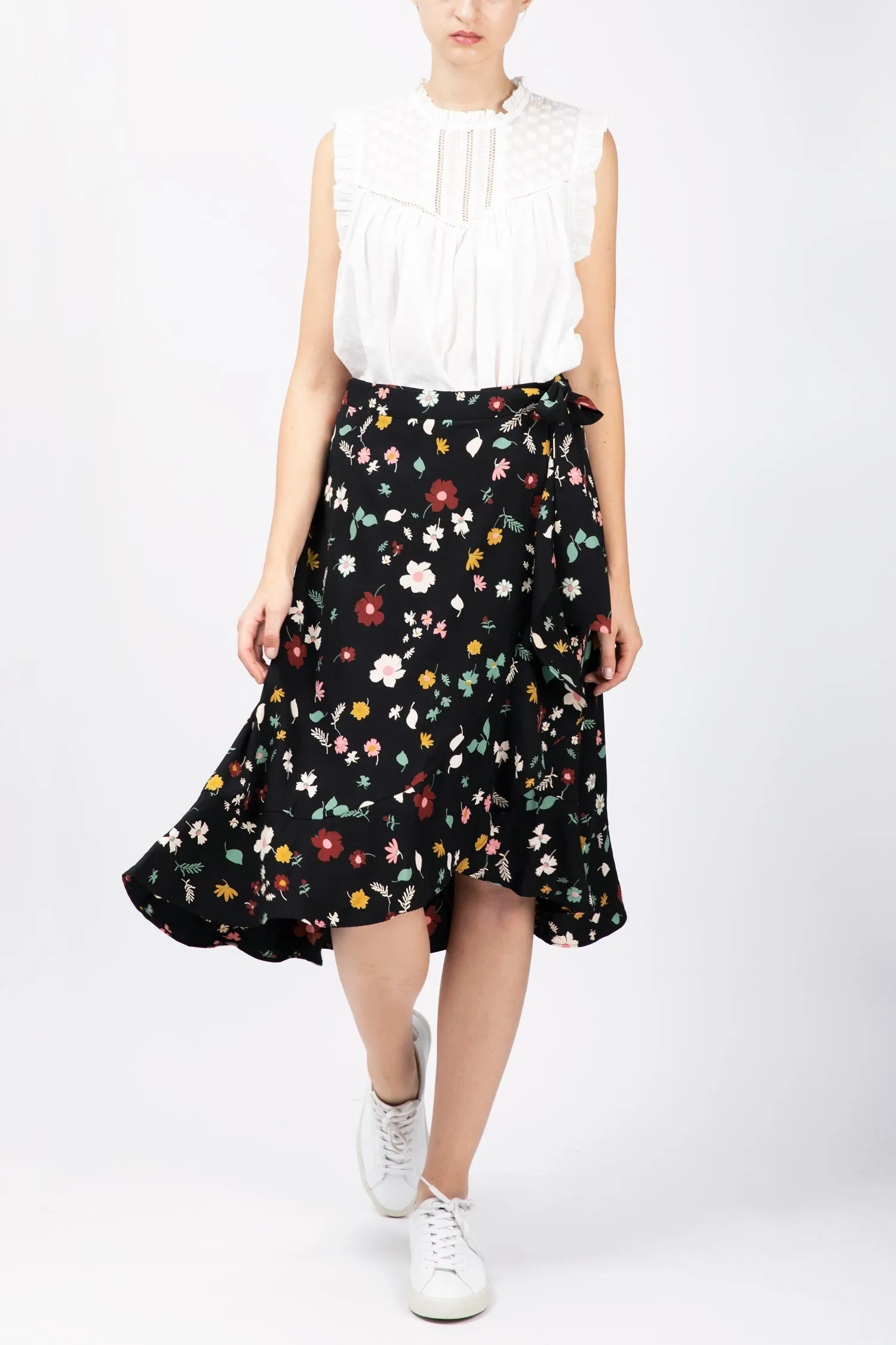 Floral Print Tie Waist Skirt