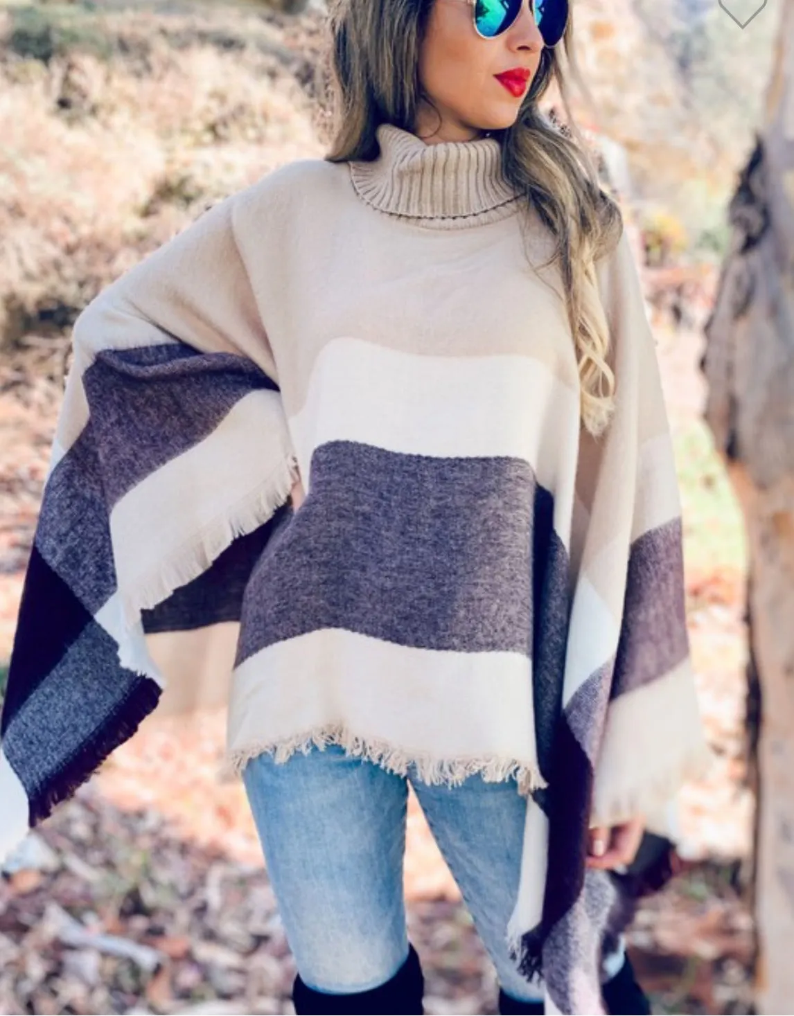 Fringed out poncho