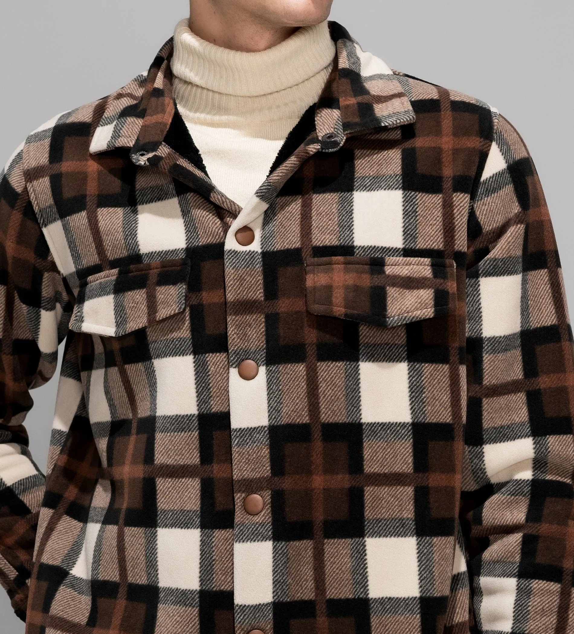 Fur-Layered Check Comfort shacket