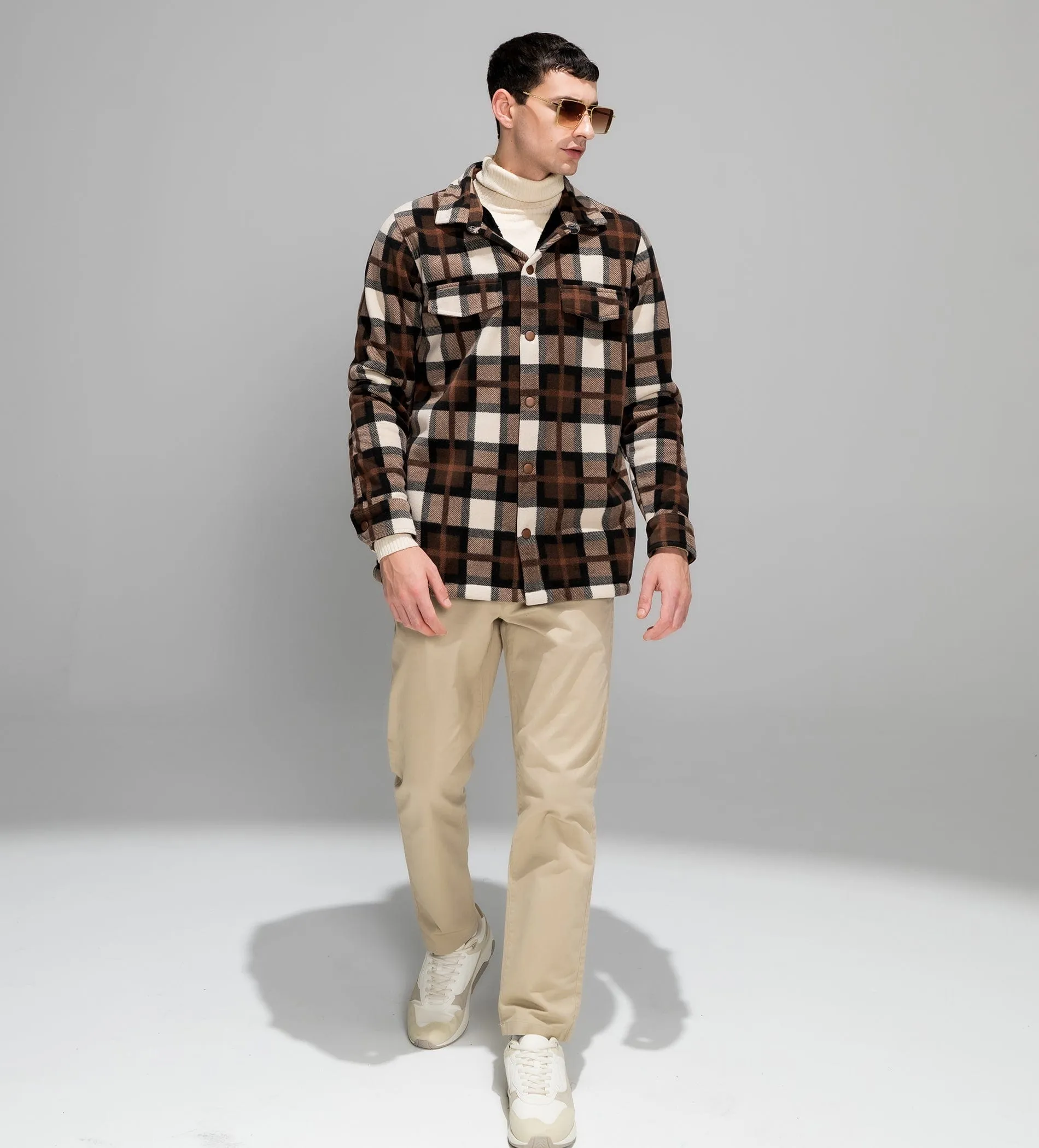 Fur-Layered Check Comfort shacket