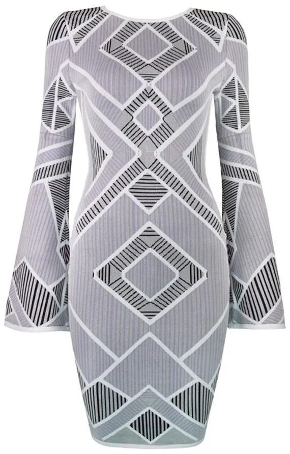 Geometric Print Bodycon Mini Dress