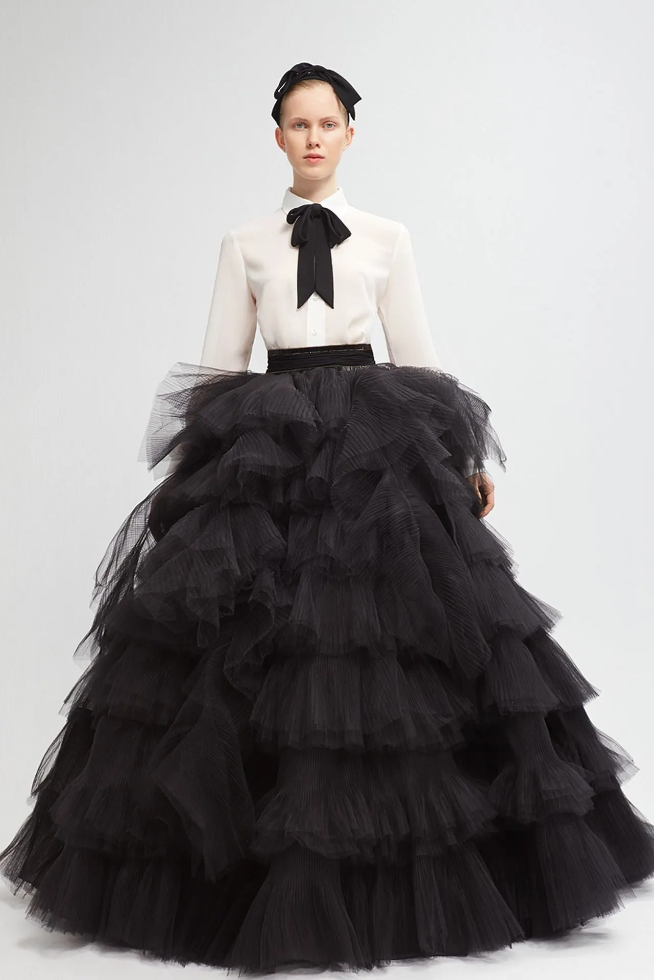 Georgette Shirt with Ruffled Tulle Princess Skirt