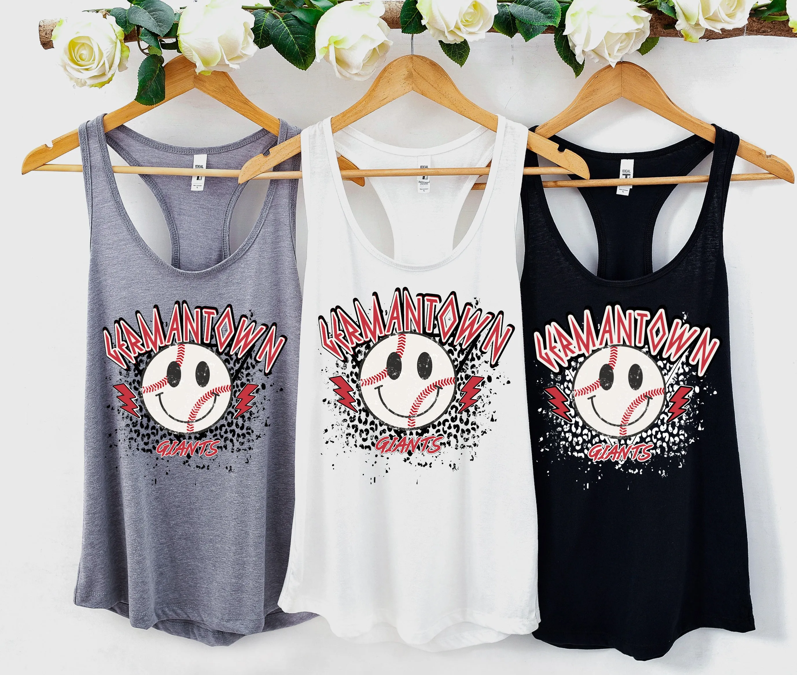 Germantown Giants Baseball Rocker Tank/ Option of Flowy Tank or Cropped Tanks