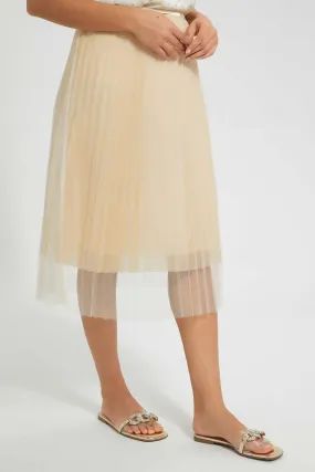 Gold Pleated Mesh Skirt